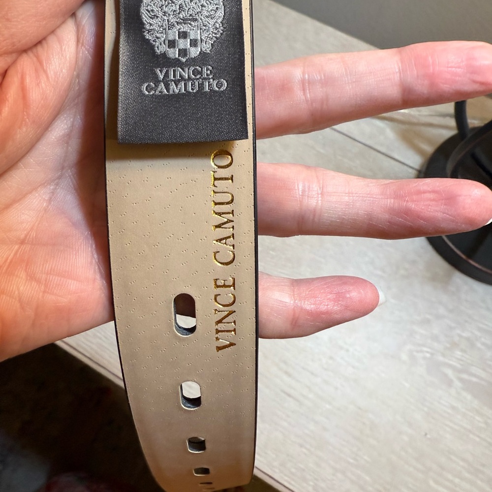 Vince Camuto Black Belt with Gold Buckle - Picture 2 of 5